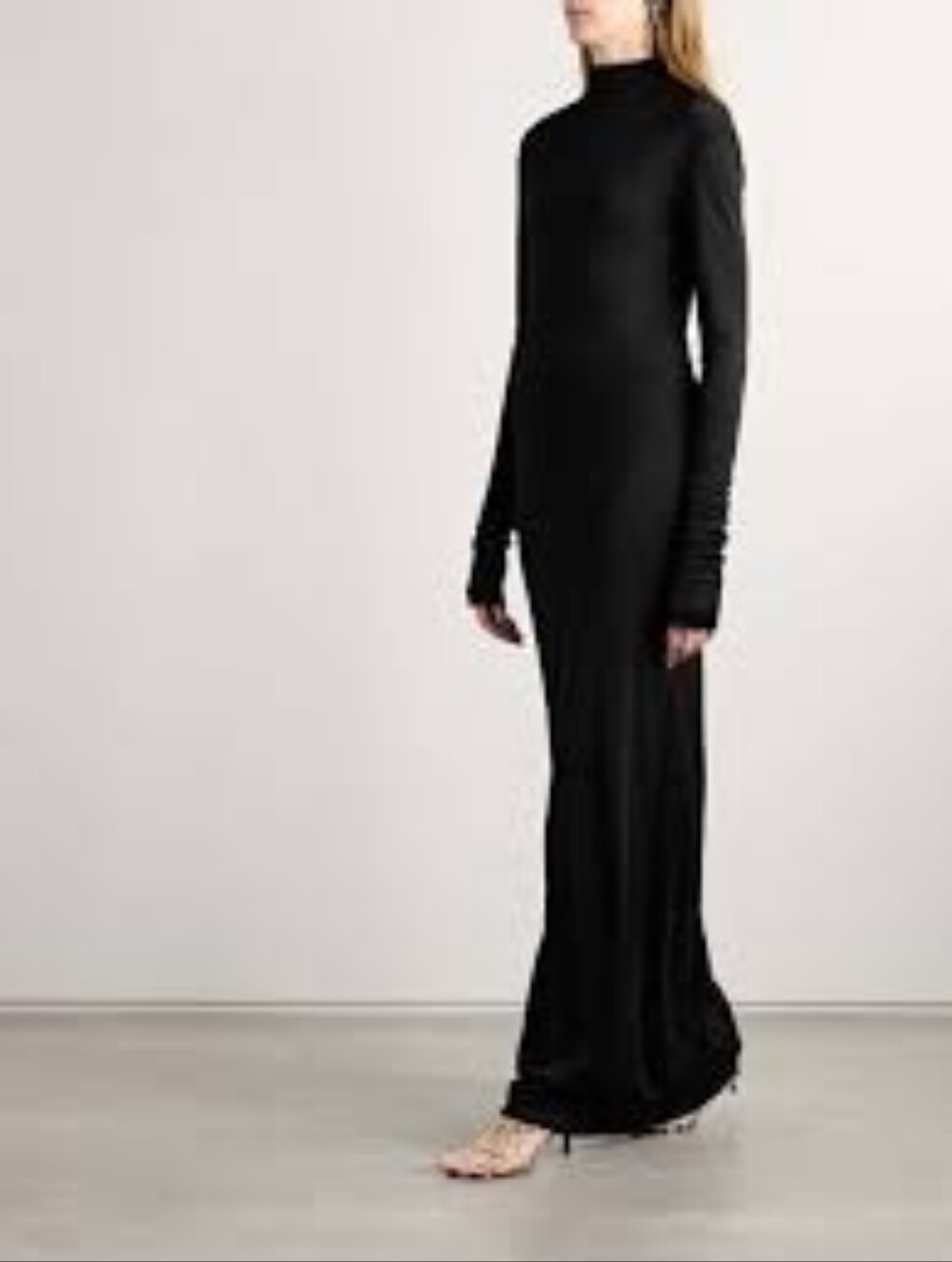 KHAITE Black Norla Long-Sleeve Turtleneck Maxi Dress
